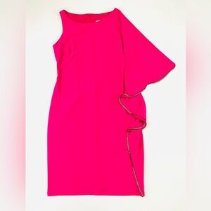 Joseph Ribkoff pink formal dress Size 8 one arm crystal trim sleeveless